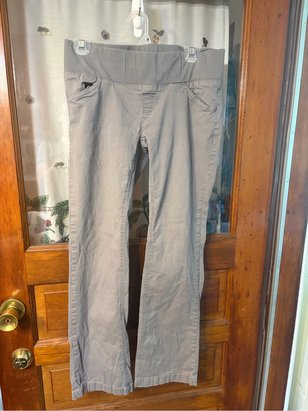 Planet Motherhood Straight Leg Maternity Pants in Light Taupe